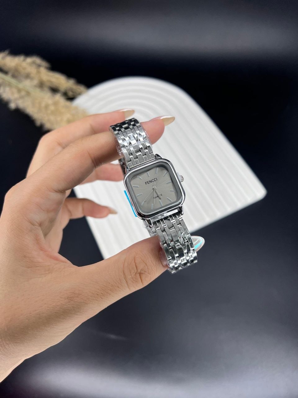 ساعت دخترانه Fencci مربعی بند استیل رنگ طوسی
