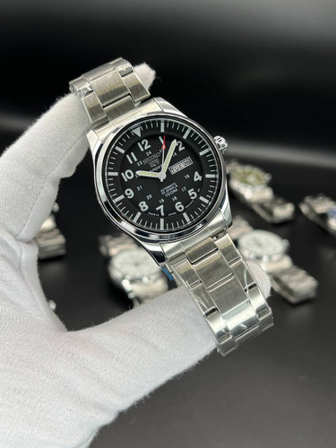 ساعت مردانه Seiko 5 مدل دو تقویمه_بند استیل رنگ ثابت ضدآب