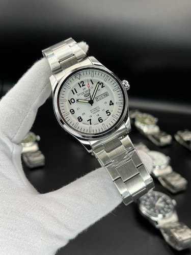 ساعت مردانه Seiko 5 مدل دو تقویمه_بند استیل رنگ ثابت ضدآب