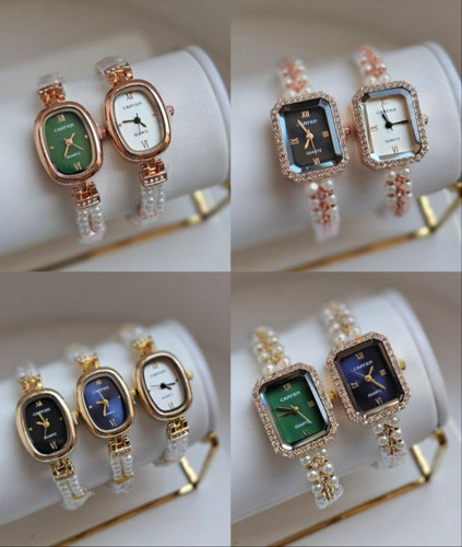 ساعت زنانه Carter بند مرواریدی قاب مستطیل و بیضی -آبکاری عالی