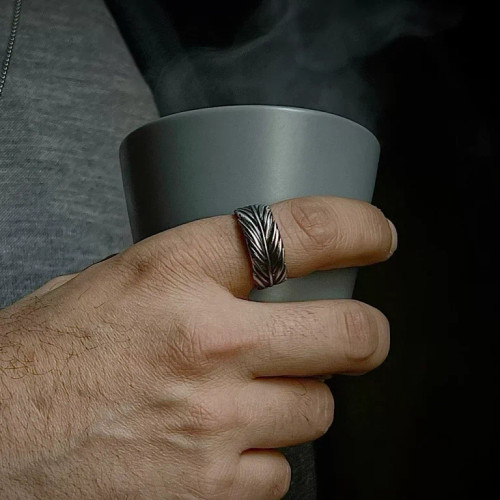 انگشتر استیل مردانه طرح پر