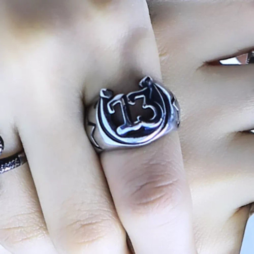 لنگشتر مردانه استیل طرح سیزده ۱۳